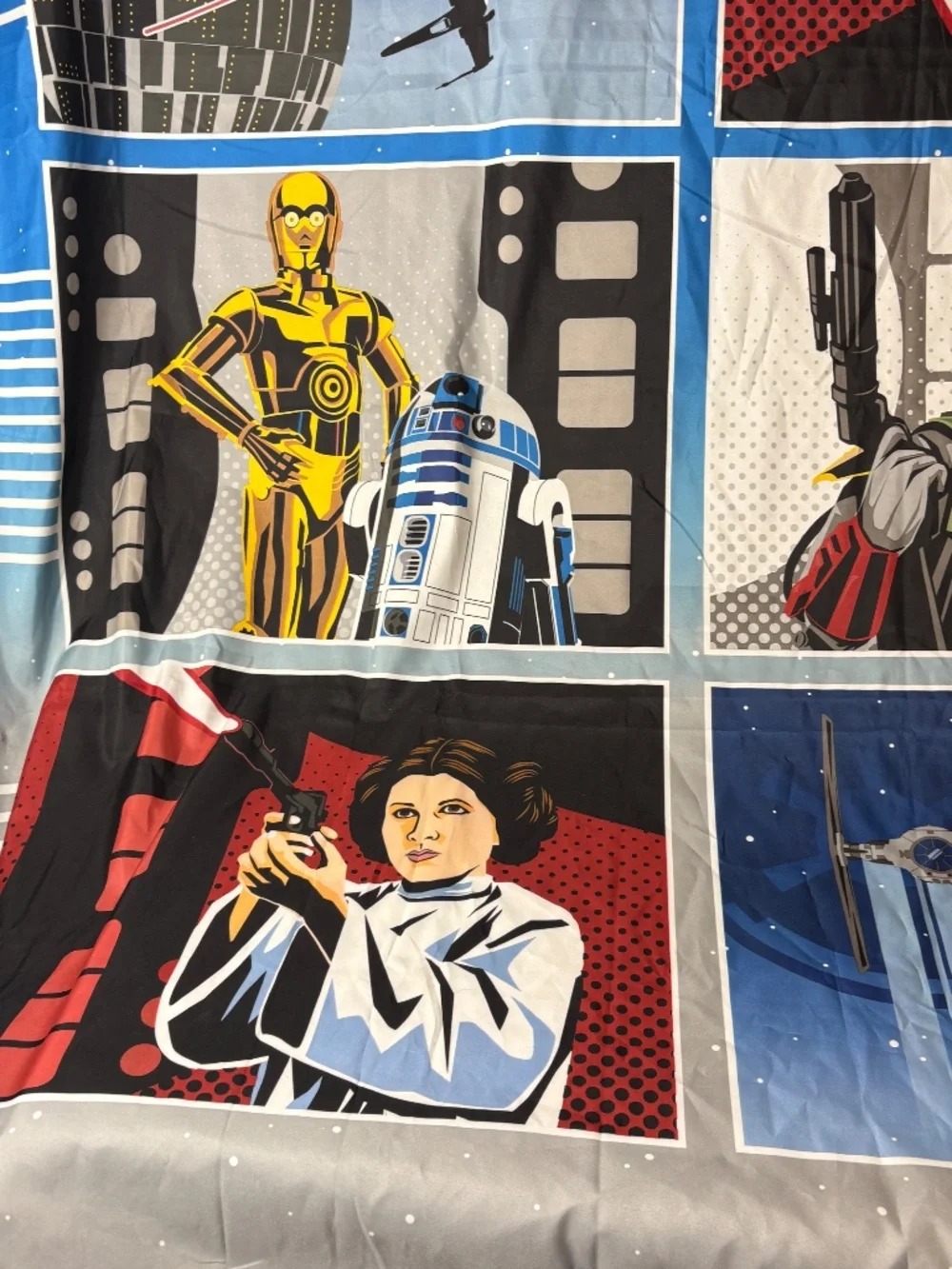 STAR WARS Collage of Iconic Characters Shower Curtain 70x72 NWOT Vader,Yoda,Leia